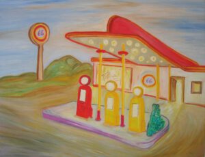Tankstelle Route 66 painting by Iris Greiner