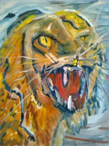 Tiger painting mixed media